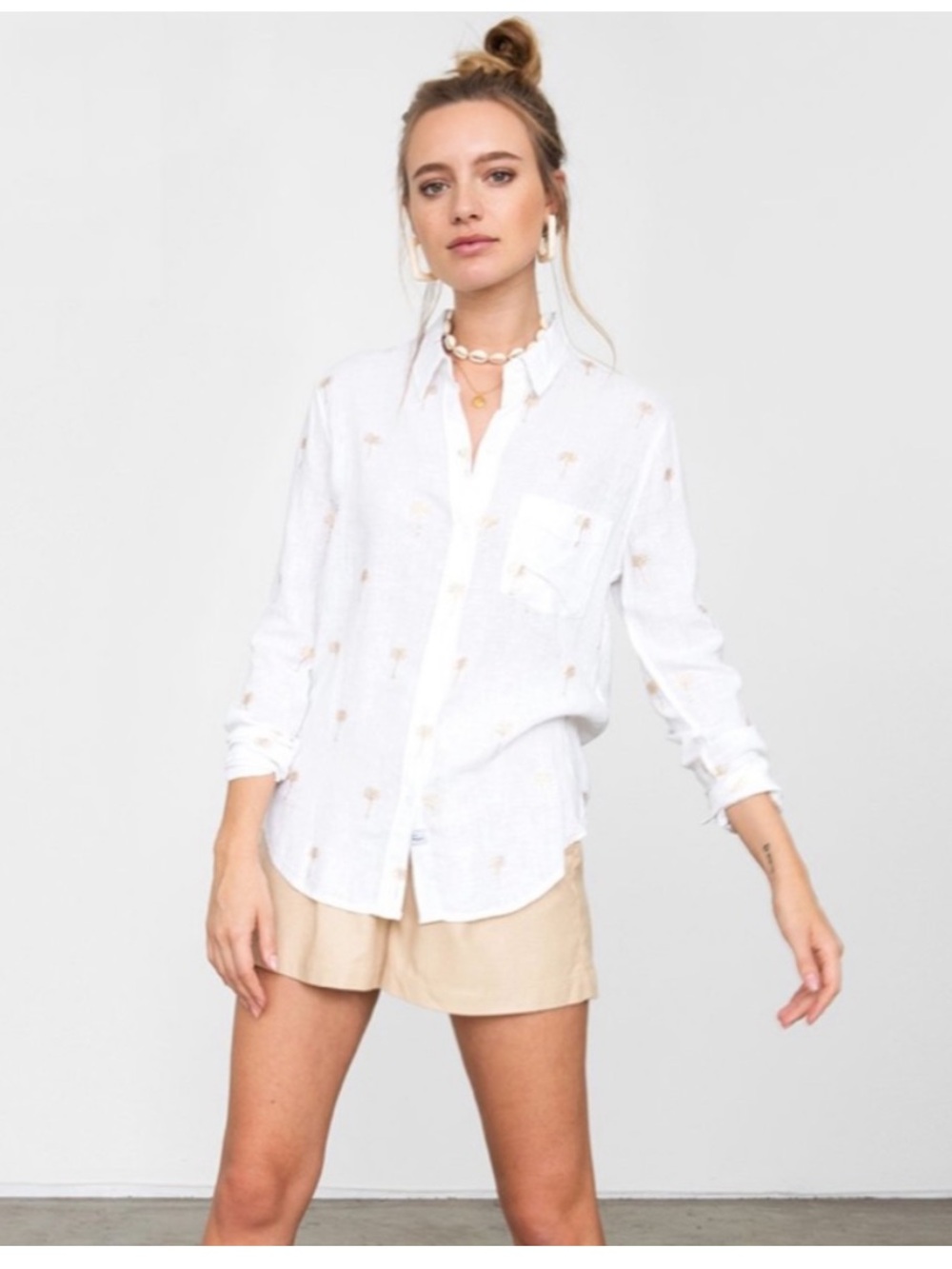 Rails Charli Golden Palms Button Up Long Sleeve Top. Size XL